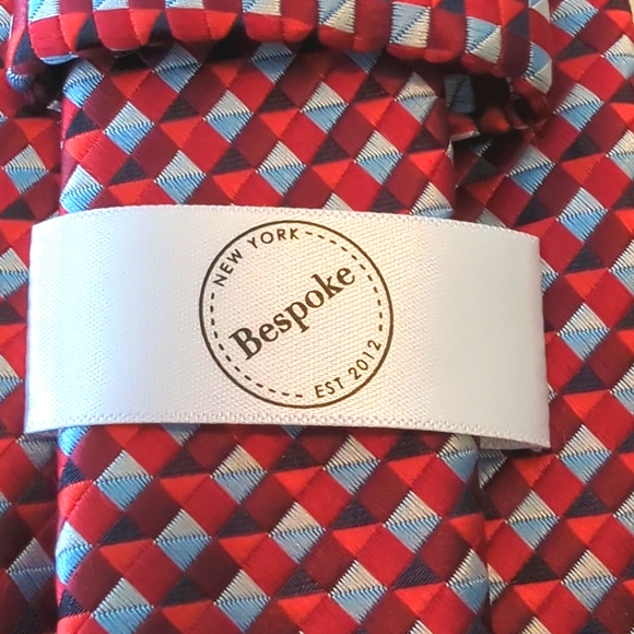 Bespoke Red Geometric Patterned Tie - Picture 2 of 4